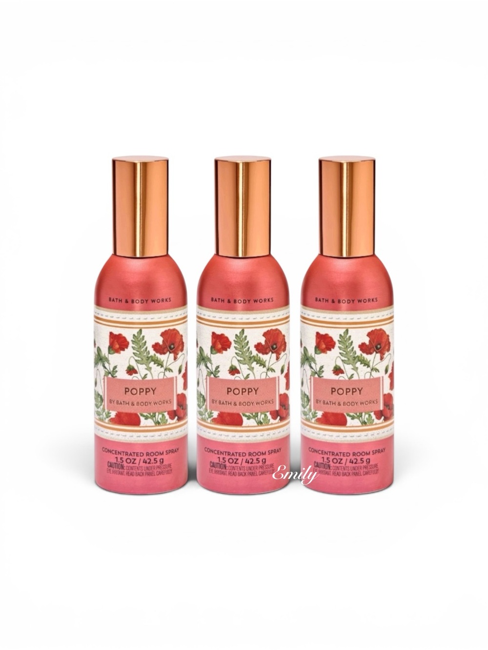 3X Bath & Body Works POPPY Concentrated Room Spray Bundle